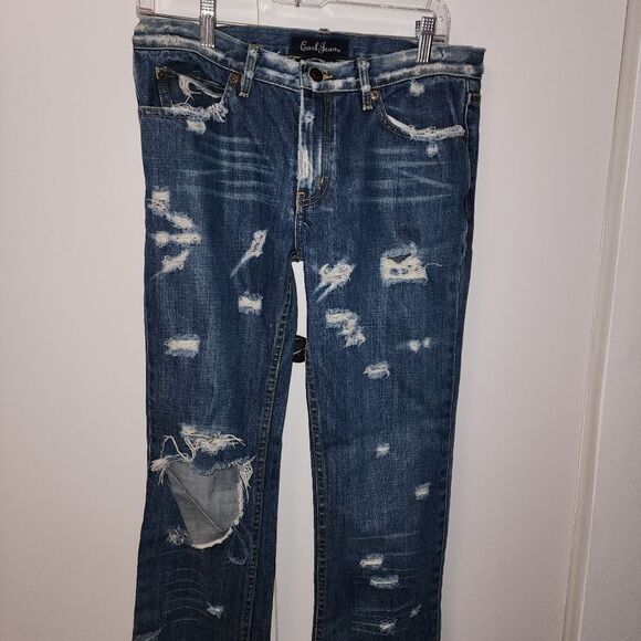 Earl jeans womens 55 original low rise distressed jeans size 28 size 6 grunge - Picture 2 of 14